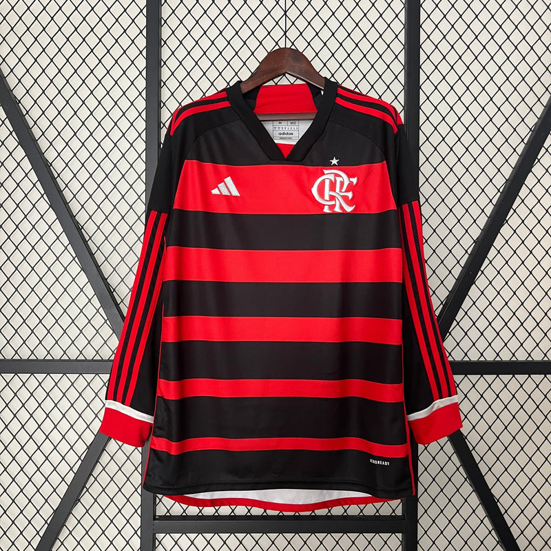 CAMISA MANGA LONGA DO FLAMENGO 24/25 VERMELHO E PRETO